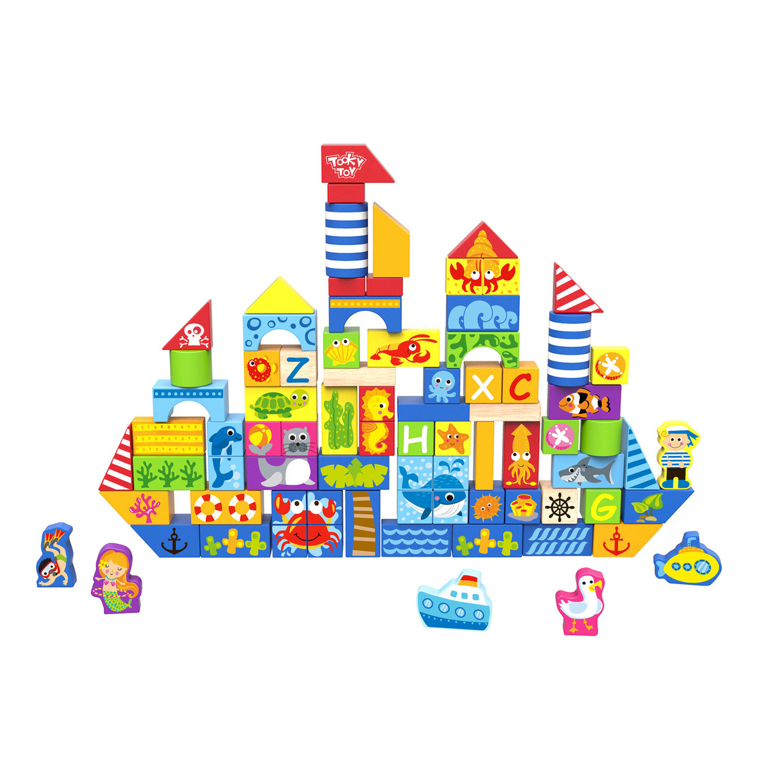 Tooky Toy 80 Piece Marine Building Blocks