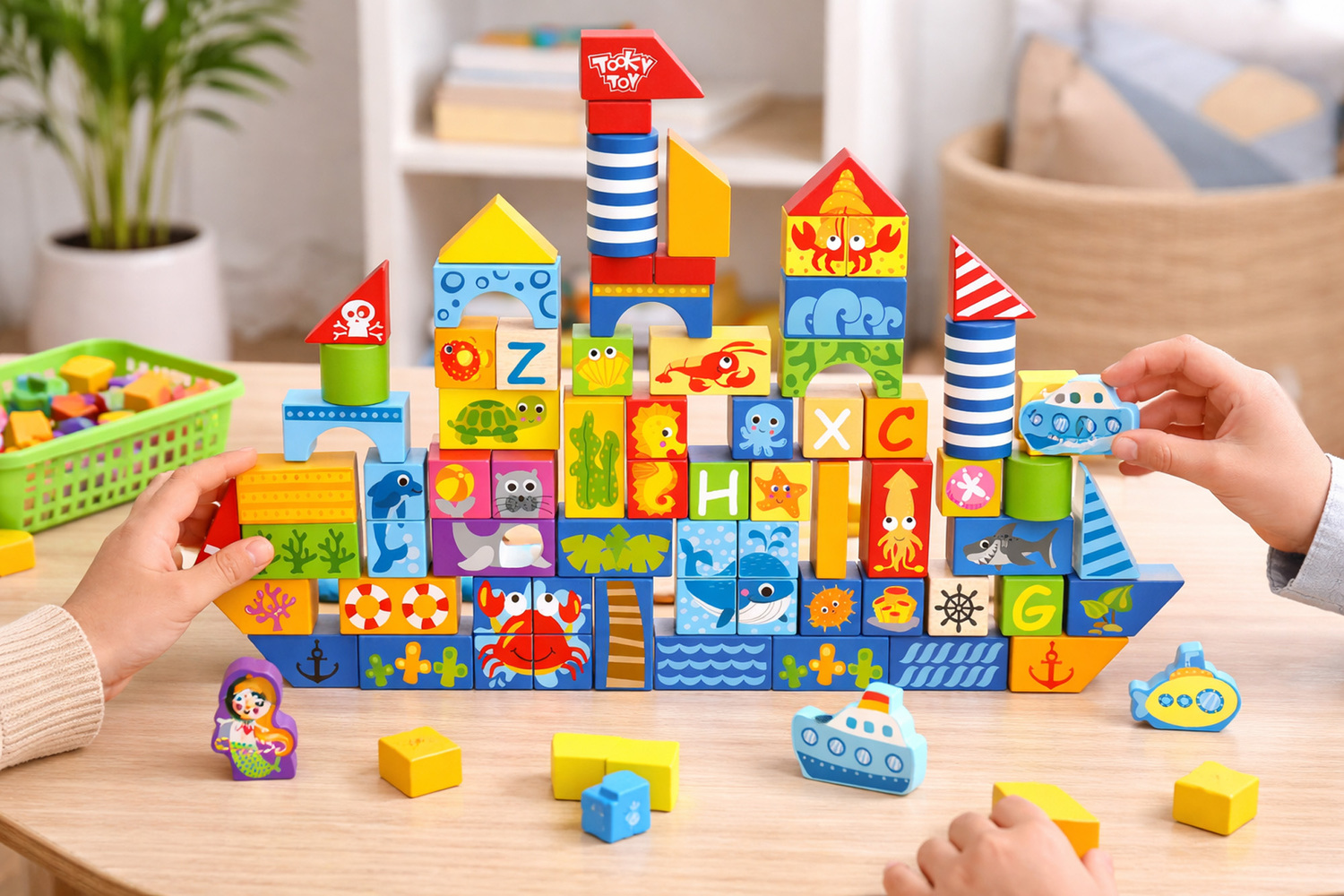 Tooky Toy 80 Piece Marine Building Blocks