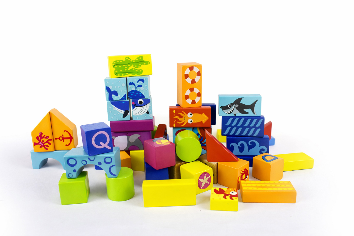 Tooky Toy 80 Piece Marine Building Blocks