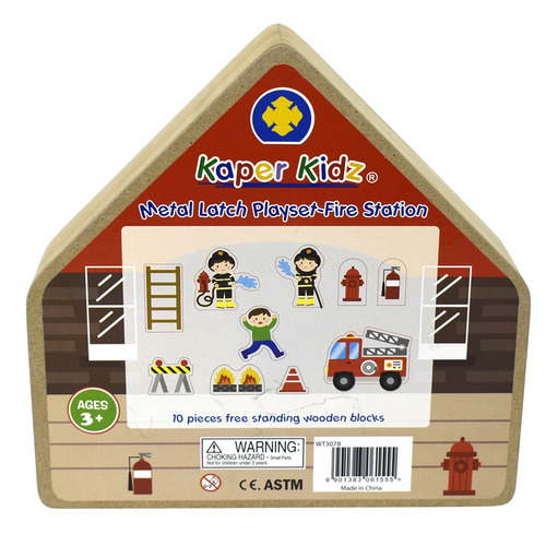 Kids Fire Station Metal Latch Playset