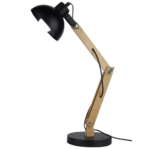 black and wood desk lamp