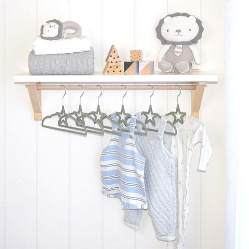 LivingTextiles Grey Star Baby Coat Hanger Temple & ster