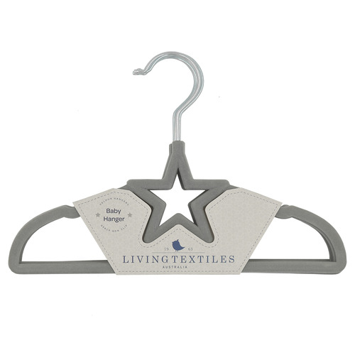 LivingTextiles Grey Star Baby Coat Hanger Temple & ster