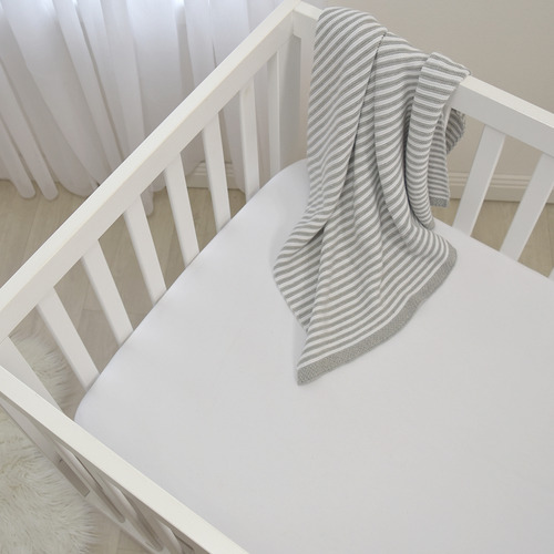 LivingTextiles White Jersey Cotton Cot Fitted Sheets Temple & ster