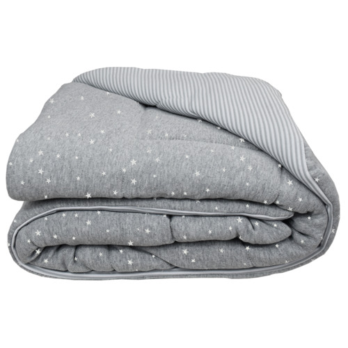 LivingTextiles Silver Stars & Grey Stripe Jersey Cotton ...
