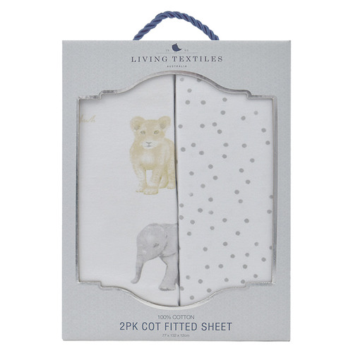 Living Textiles 2 Piece Savanna Babies Cotton Cot Fitted Sheet Set