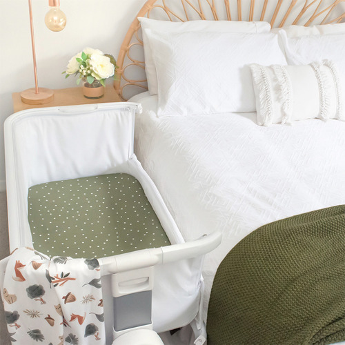 Living Textiles 2 Piece Forest Retreat & Dots Cotton Bedside Sleeper Fitted Sheet Set