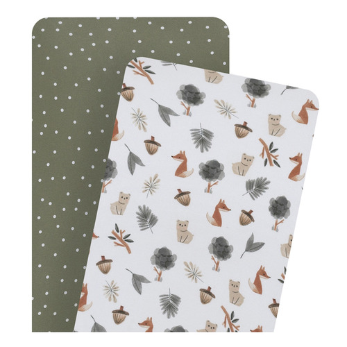 Living Textiles 2 Piece Forest Retreat & Dots Cotton Bassinet Fitted Sheet Set
