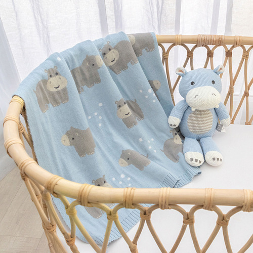 Living Textiles Whimsical Hippo Baby Blanket Temple & ster