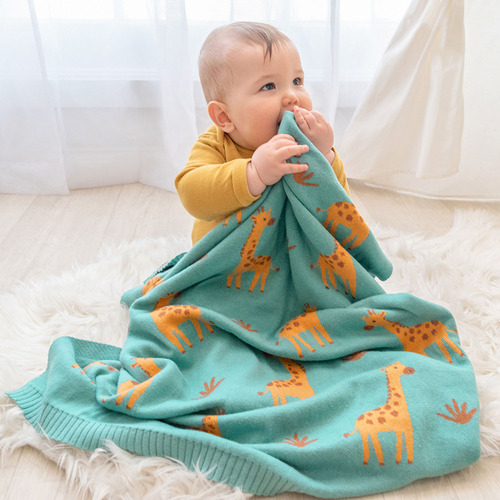 Whimsical Giraffe Cotton Baby Blanket
