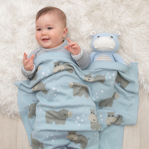 Living Textiles Whimsical Hippo Baby Blanket Temple & ster