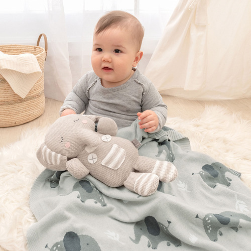 Living Textiles Whimsical Elephant Baby Blanket Temple & ster