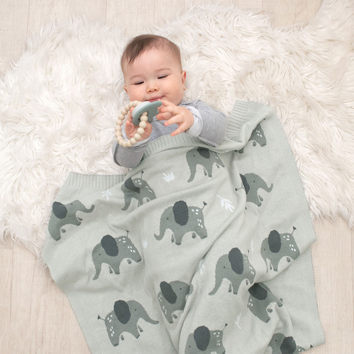 Living Textiles Whimsical Elephant Baby Blanket Temple And Webster