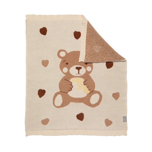 Living Textiles Cuddly Bear Cotton Jacquard Blanket