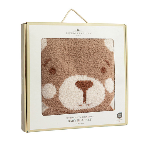 Living Textiles Cuddly Bear Cotton Jacquard Blanket
