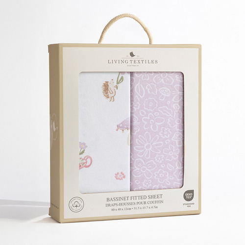 Living Textiles 2 Piece Whimsical Wonderland Bassinet Fitted Sheet Set