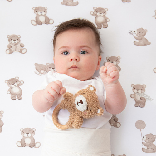 Living Textiles 2 Piece Cuddly Bear Organic Cotton Fitted Sheet Set
