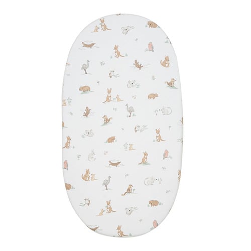 Living Textiles Australiana Organic Cotton Bassinet Fitted Sheet