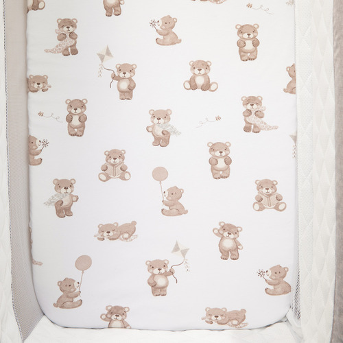 Living Textiles 2 Piece Cuddly Bear Organic Cotton Fitted Sheet Set