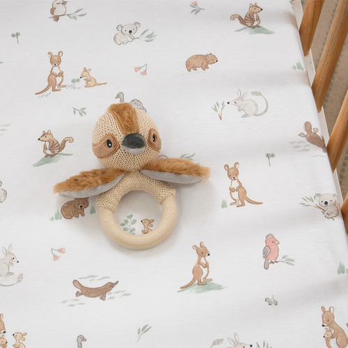 Living Textiles Australiana Organic Cotton Bassinet Fitted Sheet