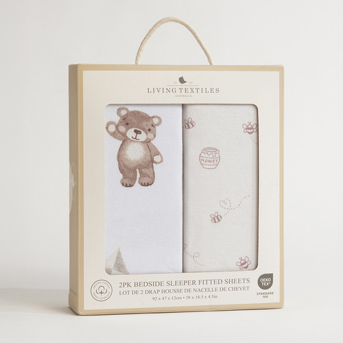 Living Textiles 2 Piece Cuddly Bear Organic Cotton Fitted Sheet Set
