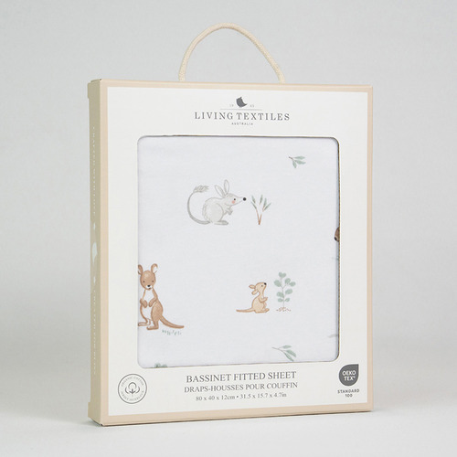 Living Textiles Australiana Organic Cotton Bassinet Fitted Sheet