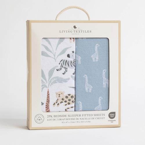 Living Textiles 2 Piece Wild Safari Organic Cotton Fitted Sheet Set