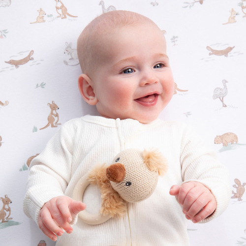 Living Textiles 2 Piece Cuddly Bear Organic Cotton Fitted Sheet Set