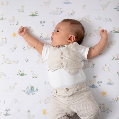 Living Textiles 2 Piece Goosey Goosey Organic Cotton Cot Fitted Sheet Set