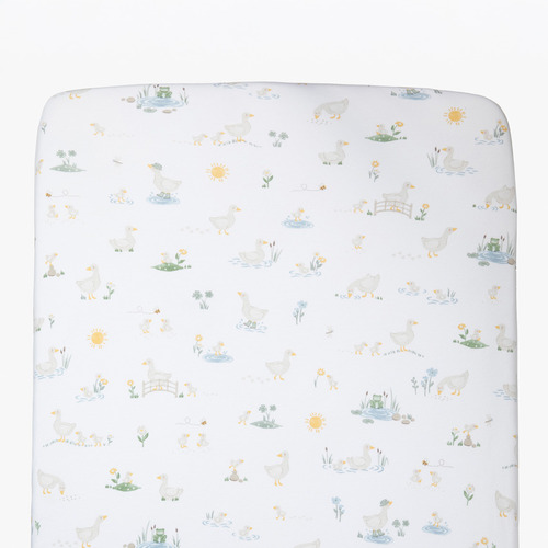 Living Textiles 2 Piece Goosey Goosey Organic Cotton Cot Fitted Sheet Set