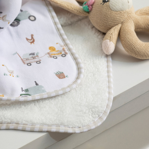 Living Textiles Tractor Ride Organic Cotton Pram Blanket