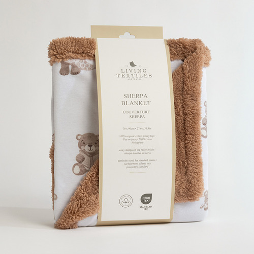 Living Textiles Cuddly Bear Organic Cotton Pram Blanket