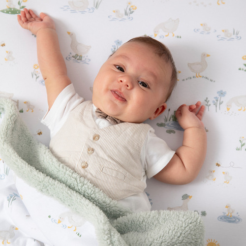 Living Textiles Goosey Goosey Organic Cotton Pram Blanket