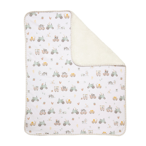 Living Textiles Tractor Ride Organic Cotton Pram Blanket