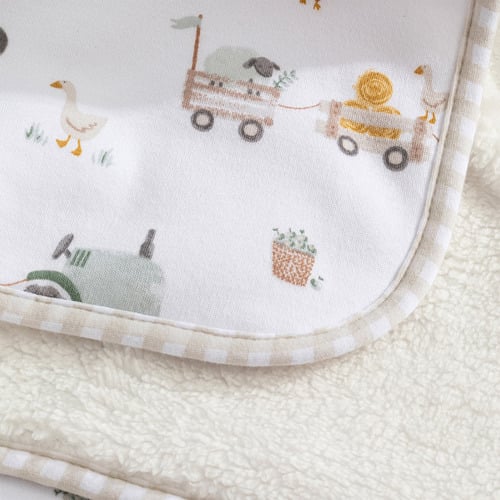 Living Textiles Tractor Ride Organic Cotton Pram Blanket