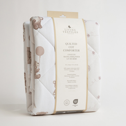 Living Textiles Cuddly Bear Reversible Organic Cotton Cot Comforter