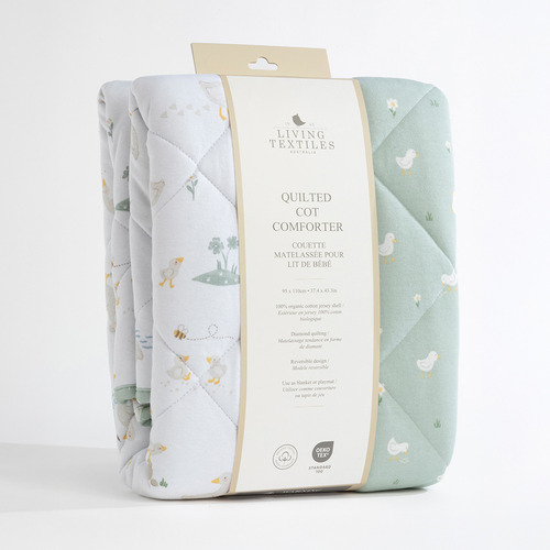 Living Textiles Goosey Goosey Reversible Organic Cotton Cot Comforter