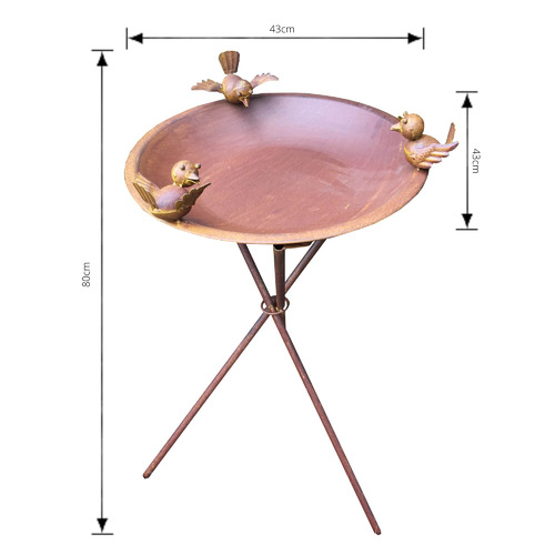 The Complete Garden Rust Metal Bird Bath & Feeder Temple & ster