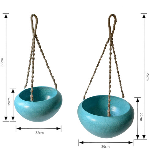2 Piece Metal Hanging Planter Set