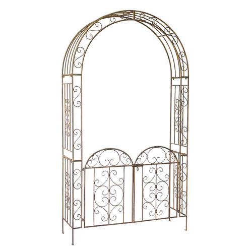 The Complete Garden Antique Bronze Steel Garden Arch with Gate | Temple ...