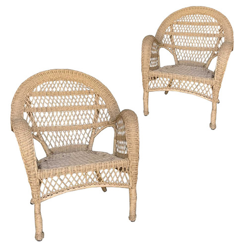 Ezrah Pe Wicker Outdoor Armchairs, Wicker Look Outdoor Furniture