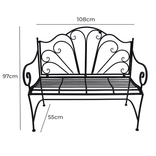 2 Seater Ornate Steel Garden Bench