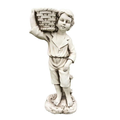 Boy Holding Basket Garden Statue