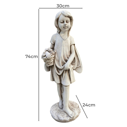 Eden Girl with Flower Basket Fibrestone Garden Statue