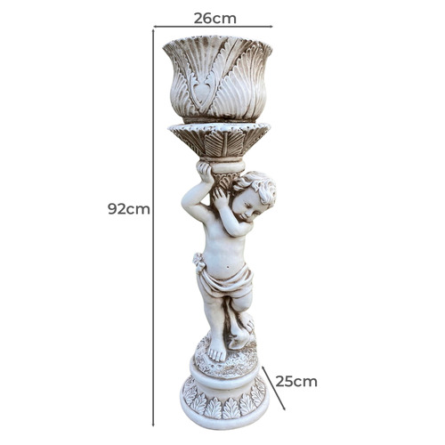 92cm Fargo Boy with Planter Fibrestone Garden Statue