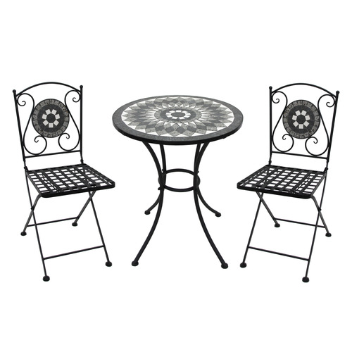 2 Seater Black & Grey Alaia Mosaic Bistro Set