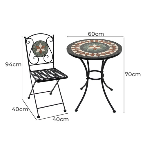2 Seater Brown & Green Alaia Mosaic Bistro Set