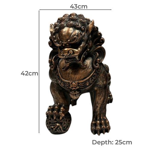 2 Piece Onuma Lion Gargoyle Fibrestone Garden Statue Set