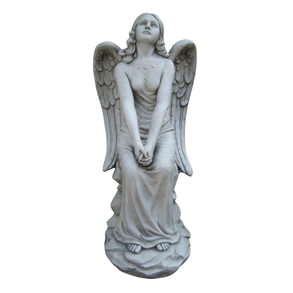 Seraphel Angel Sitting Fibrestone Garden Statue
