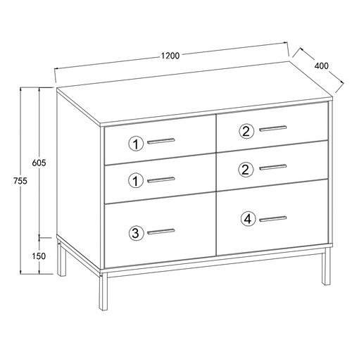 Giza Pine Wood 6 Drawer Chest